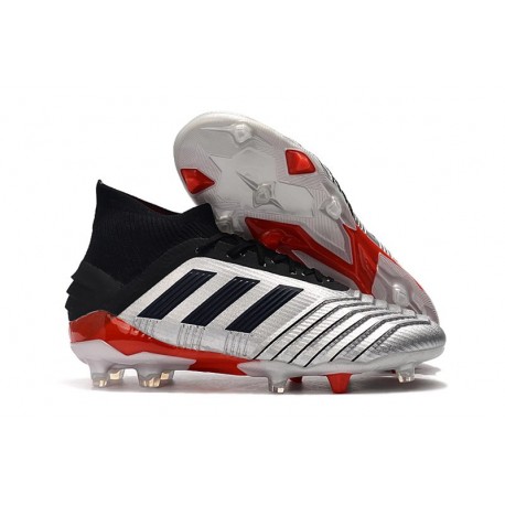 Scarpa Nuovo Adidas Predator 19.1 FG - Argento Nero Rosso