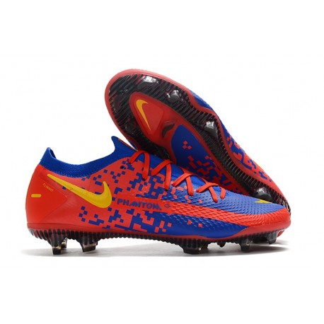 Nike Nuovo Scarpe da Calcio Phantom GT Elite FG Blu Rosso Giallo