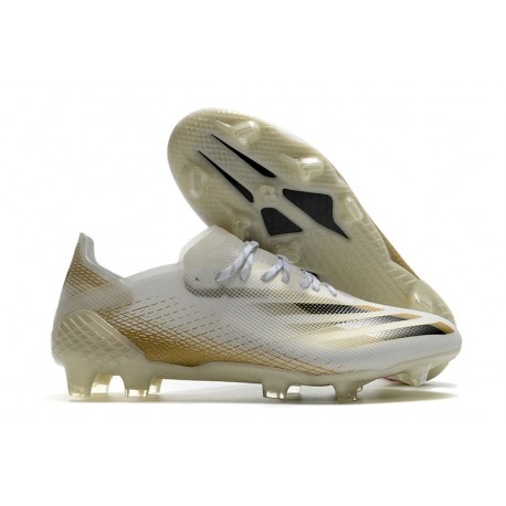 adidas X Ghosted.1 FG Scarpe Bianco Oro Metallico Melange Nero Core