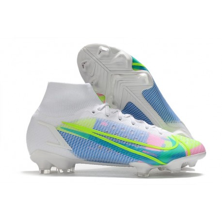 Scarpe Nike Mercurial Superfly 8 Elite DF FG Bianco Blu Verde