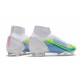 Scarpe Nike Mercurial Superfly 8 Elite DF FG Bianco Blu Verde