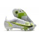 Scarpe Nike Mercurial Vapor 14 Elite SG-Pro Bianco Nero Metallic Argento Volt