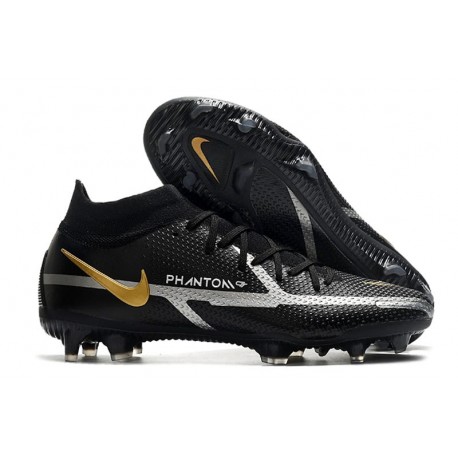 Nike Phantom GT 2 Elite DF FG Nero Metallic Grigio Scuro Oro Metallico