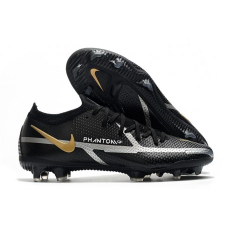 Nike Phantom GT ii Elite FG Nero Metallic Grigio Scuro Oro Metallico