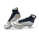 Nuovo 2015 Scrape Calcio Nike Mercurial Superfly FG CR7 Argento Nero Bianco