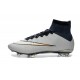 Nuovo 2015 Scrape Calcio Nike Mercurial Superfly FG CR7 Argento Nero Bianco