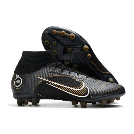 Nike Mercurial Superfly 8 Elite AG Pro Nero Oro Metallico Argento Metallico