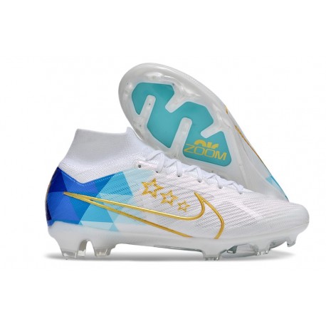 Nike Zoom Mercurial Superfly IX Elite FG Bianco Blu Oro