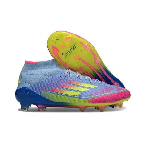 Scarpe Adidas F50 Elite Mid FG Blu Fusion Limone Lucido Rosa Lucido