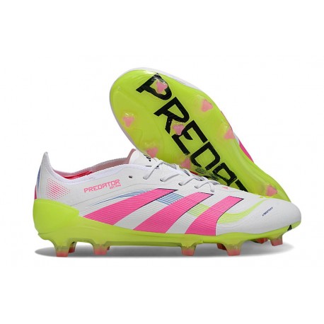 adidas Predator 25 Elite FG Nuovo Bianco Rosa Lucido Limone Lucido