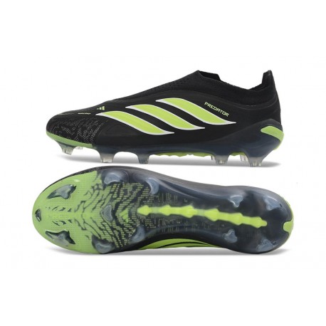 adidas Nuovo Scarpe Predator Laceless Elite FG Nero Verde Lime