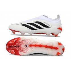adidas Nuovo Scarpe Predator Laceless Elite FG Bianco Nero Rosso