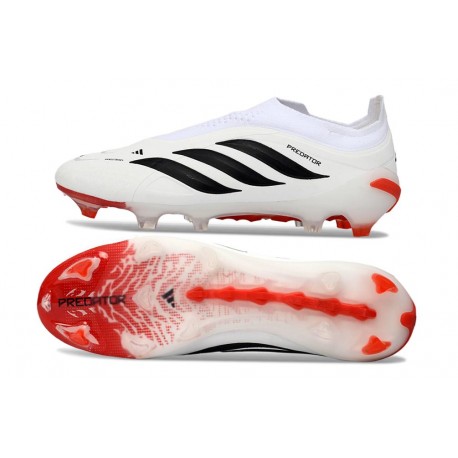 adidas Nuovo Scarpe Predator Laceless Elite FG Bianco Nero Rosso