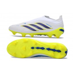 adidas Nuovo Scarpe Predator Laceless Elite FG Bianco Blu Giallo