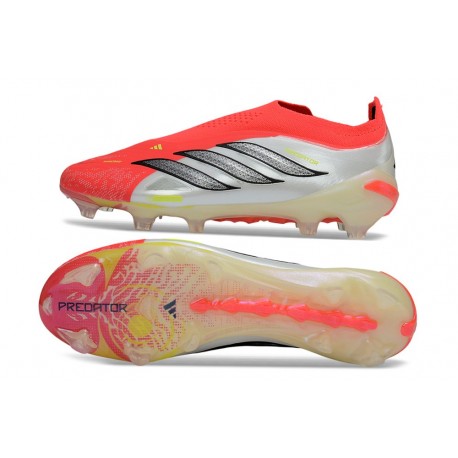 adidas Nuovo Scarpe Predator Laceless Elite FG Bianco Rosso Nero