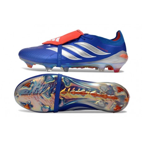 Scarpe da Calcio Adidas Predator Elite Tongue FG Blu Argento Rosso