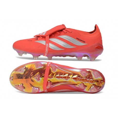 Scarpe da Calcio Adidas Predator Elite Tongue FG Rosso Argento