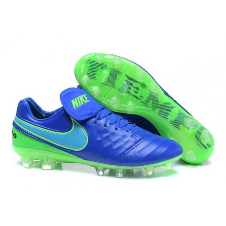 Scarpa Calcio Nuovi Nike Tiempo Legend VI FG Con Tacchetti Blu Verde