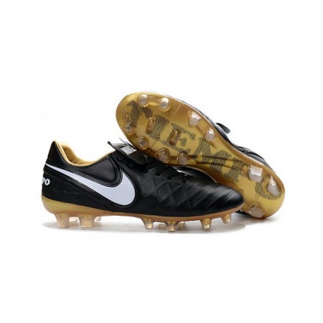 Scarpa Calcio Nuovi Nike Tiempo Legend VI FG Con Tacchetti Nero Bianco Oro