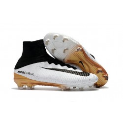 Nike Mercurial Superfly V FG Scarpa Calcio Bianco Oro Nero
