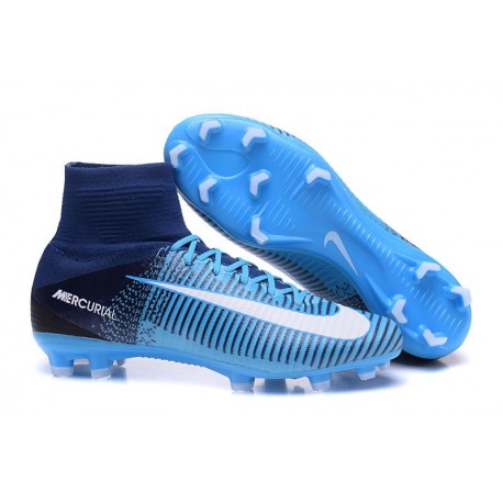Nike Scarpe 2017 Mercurial Superfly V FG Uomo Blu Nero Bianco