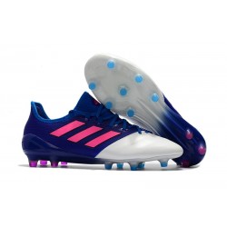 Scarpe da Calcio Uomo adidas Ace 17.1 Leather Fg Blu Rosa Bianco